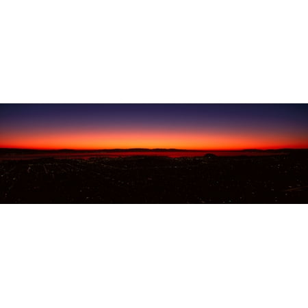 View of the San Francisco Bay Area at sunrise from Twin Peaks San Francisco California Stretched Canvas - Panoramic Images (36 x
