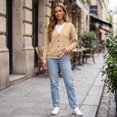 thumbnail image 4 of Ghalytn Women's Waffle Knit V-Neck Cardigan, Button Front Long Sleeve with Pockets, 4 of 8