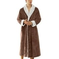 thumbnail image 4 of Mens Bathrobes Mens Flannel Towel Bathrobes Coral Velvet Couple Bathrobe Extra Thick Long Men Robe Coffee M, 4 of 4