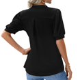thumbnail image 2 of Blooming Jelly Womens Dressy Casual Tops Puff Sleeve Work Blouses Pleated V Neck T Shirts, 2 of 4