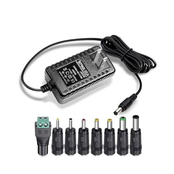 12V 2A AC Adapter Charger with 8 Tips, ac/dc Adapter 100-240v, 50/60hz 12 Volts 2000mA DC in 12V Power Supply Cord for Seagate & WD My Book WD LED Strip Light, CCTV Camera,Router, DC 12V 1.5A 1a