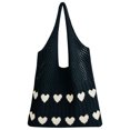 thumbnail image 1 of Bolso de mano de ganchillo para mujer, bolsa de comestibles tejida de gran capacidad, bolso de compras de viaje de Color contrastante, bolso diario para mujer, 1 of 3