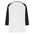 thumbnail image 4 of Delliss Women's Color Block 3/4 Sleeve V Neck Button T-Shirt, 4 of 9