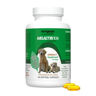 Nutramax Welactin Canine Softgels, Omega 3 Supplement for Dogs of all Sizes, Softgels, 120 Count