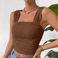 thumbnail image 5 of Lixiuxyad Tank Tops for Women Women's Solid Color Fashionable Sleeveless Open Navel Square Neck Shoulder Strap Vest Top(Brown XL), 5 of 6