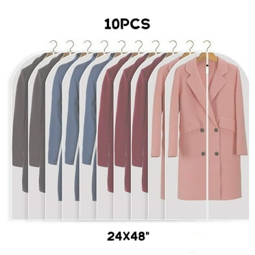 Tyethy 48'' Garment Bags for Hanging Clothes, 10 Pcs Large Clear Suit Bags for Travel & Clothing Storage of Dresses, PEVA Material, Waterproof