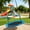 Blue, variant on Flying Saucer Swing, 33"-63" Adjustable Height Tree Swing with 4 Detachable Flags, Playground Swing