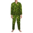 thumbnail image 3 of Fotbe Green Glitter Sparkle Pijama de Hombre con Estampado de Manga Larga, Conjunto de 2 Piezas, Ropa de Dormir Suave y Cómoda con Bolsillos-XX-Large, 3 of 7