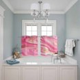 thumbnail image 3 of Marble Pink Kitchen Curtains Small Short 39 Inch Length, Modern Abstract Artwork Luxury Golden Grommet Top Bedroom Living Room Curtains, Light Filtering Cafe Curtain Drapes 2 Panels Set 55''x39'', 3 of 9