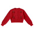 thumbnail image 5 of Arlun 3D Cherry Cropped Cardigan Sweater for Women Classic Crew Neck Open Front Long Sleeve Chunky Cardigans Cute Trendy Fall Winter Button down Short Outerwear, 5 of 6