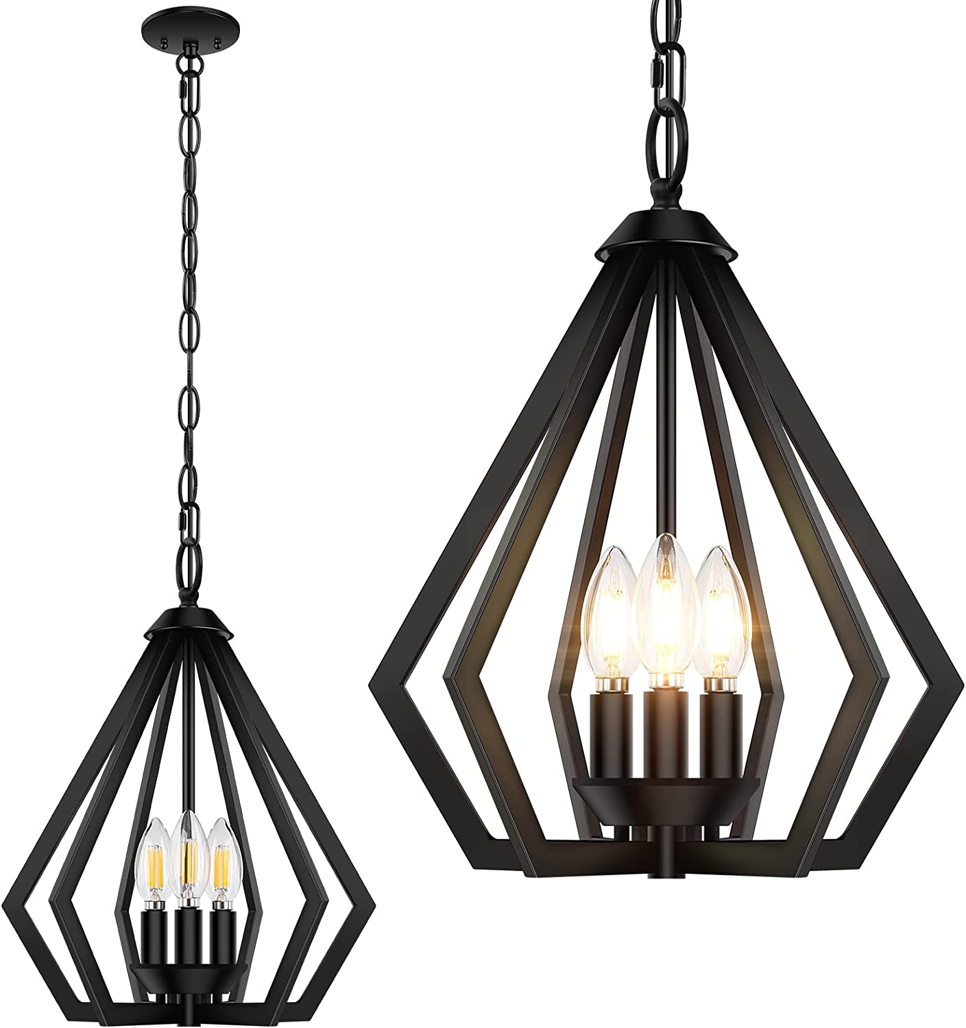 Black Pendant Light for Kitchen Island, Farmhouse Chandelier with