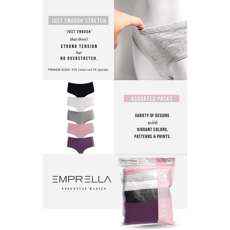 Emprella Womens Plus Size Hipster Panties - 5 Pack - 4X 