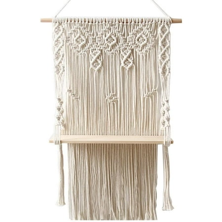 Bohemian Hand Woven Racks Living Room Wall Storage Shelves Cotton Rope ...