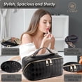 thumbnail image 3 of 2 in 1 Crossbody Makeup Bag for Women Men,Spacious Leather Cosmetic Bag for Travel Zipper Pouch Gifts, 3 of 7