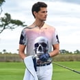 thumbnail image 3 of Honeii Mist Sunflower Skull print Polo Shirt, a classic short-sleeved, button-down golf shirt designed for men4X-Large, 3 of 6