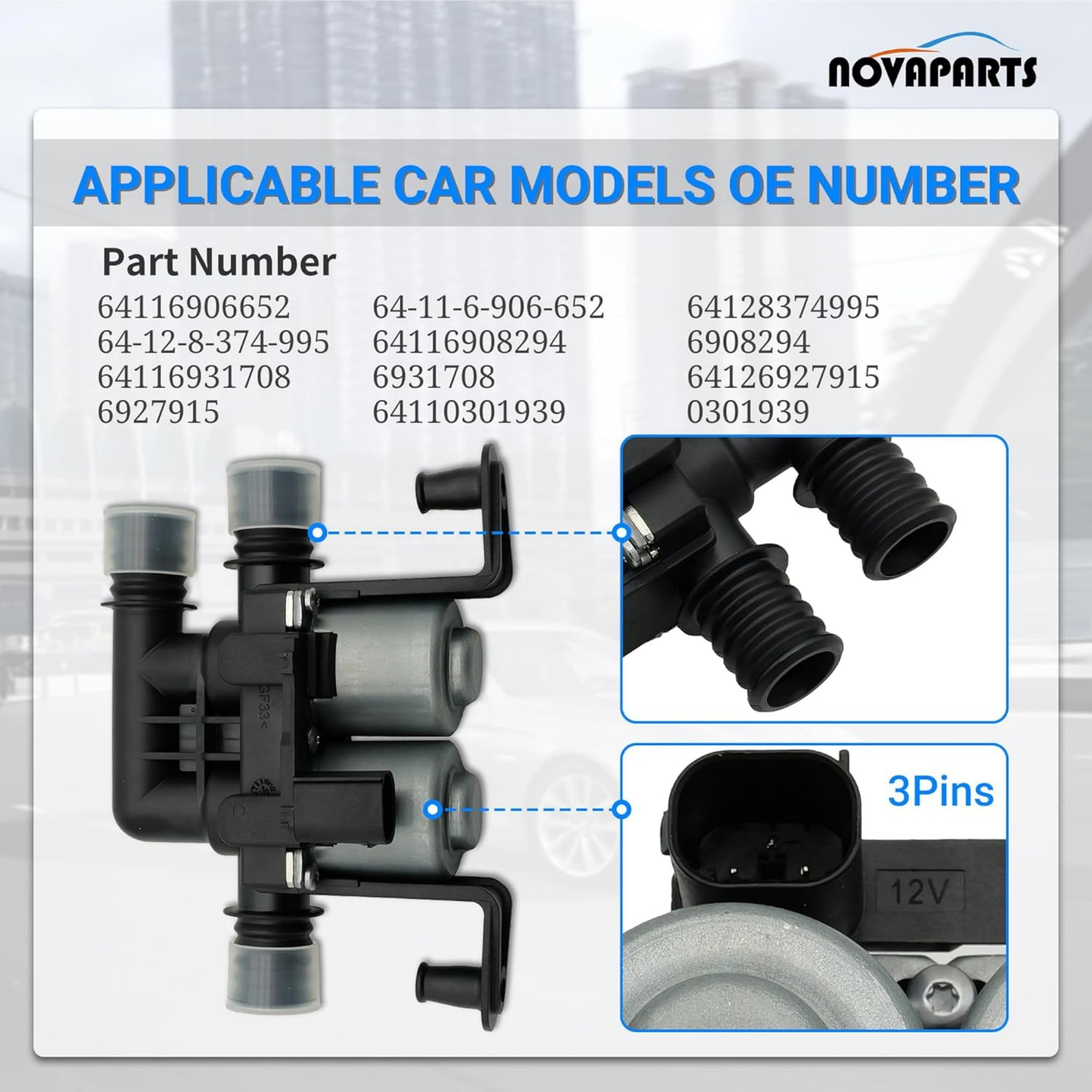 NOVAPARTS 64116906652 HVAC Heater Control Valve for BMW E60 535i E61 E63 E64 E65 E66 E53 525i 528i 530i 550i 645Ci 650i 745i 750i 760i M5 M6 Alpina Land Rover Range Rover Sport 64128374995