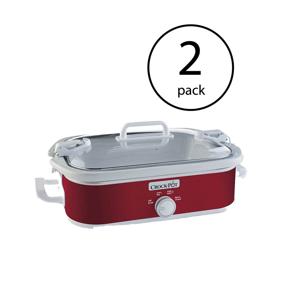 CrockPot 3.5 Quart Countertop Casserole Crock Kitchen Slow Cooker, Red