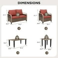 thumbnail image 5 of EAGLE PEAK 5 Piece Wicker Outdoor Patio Furniture Set, Patio Set with 2 Patio Chairs, 2 Seat Loveseat Sofa, Coffee Table and Side Table , Brown/Red, 5 of 8