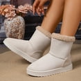 thumbnail image 4 of FRSASU Suede Ankle Boots for Women Fleece Cozy Faux Lining Pull On Winter Outdoor Indoor Boots White, 4 of 9