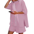 thumbnail image 6 of Women's Shorts Suit Women'S 2 Piece Short Sleeved Top And Elastic Waist Shorts Casual Set,Pink Women's Shorts Suit 3XL, 6 of 8