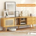 thumbnail image 6 of Costway Bamboo TV Stand Console Table with PE Rattan  Door & 2 Drawers for TV up to 65'' Natural, 6 of 10
