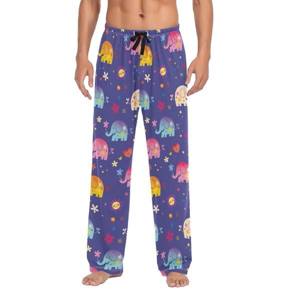 GZHJMY Elephant Pajama Pants for Men, Lounge Pants Lightweight Men Pajama Bottoms with Drawstring Pockets, Christmas New Year Birthday Gifts, Medium
