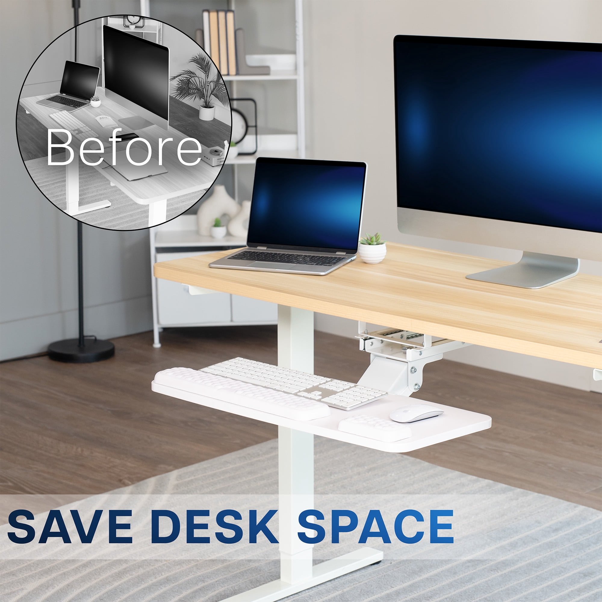 VIVO White Premium Under Desk 27" Computer Keyboard and Mouse Tray