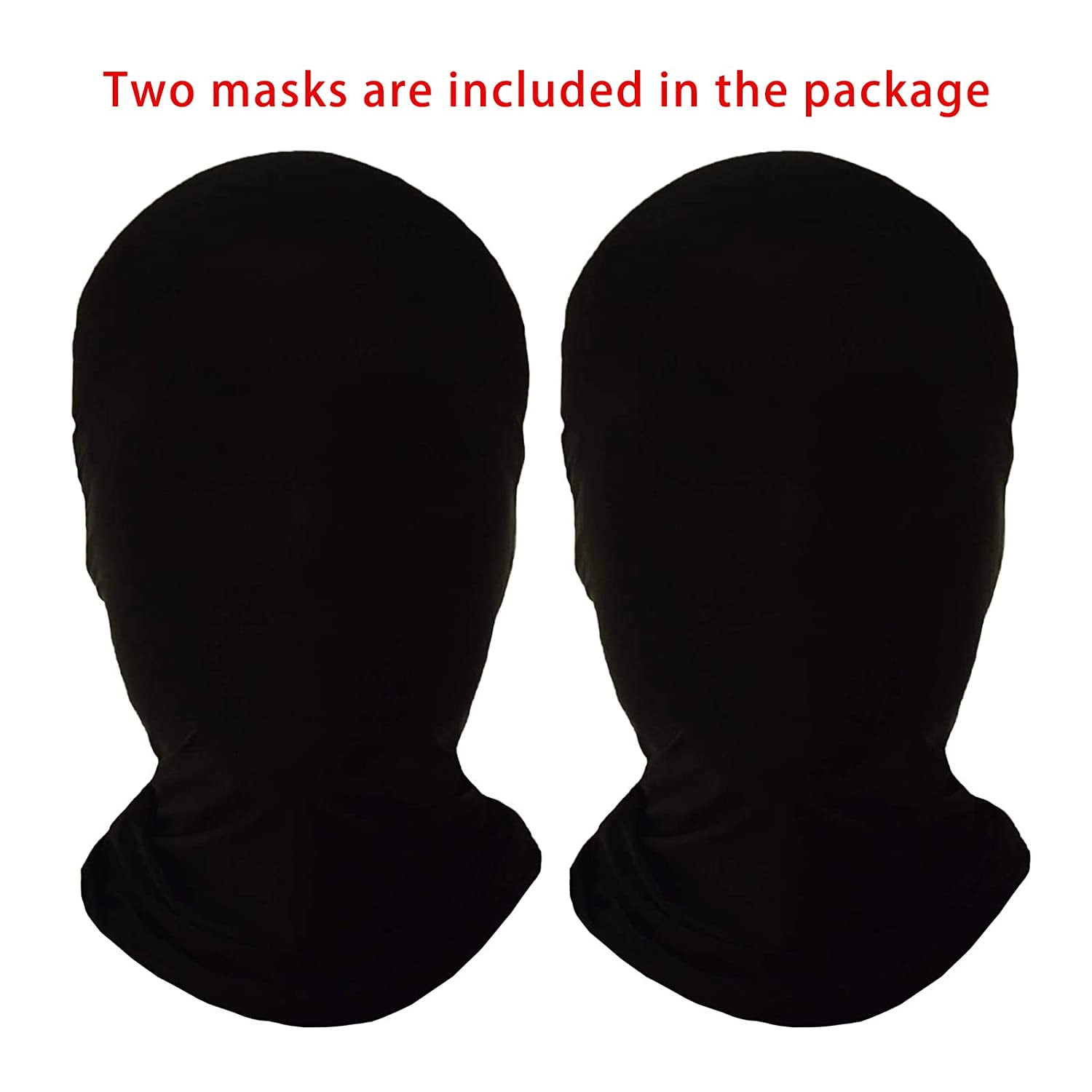 Máscara Completa De Spandex Keland Para Cosplay – 2 Piezas Negras Elásticas Para Halloween