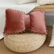 thumbnail image 5 of Funda de almohada de terciopelo con diseño de lazo | Funda de cojín de pana y lino suave | Color sólido | Cremallera lavable | Decoración de sofás y sillas | 19,6 x 11,8 pulgadas | Rojo Rosa Verde |, 5 of 6