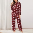 thumbnail image 2 of Salouo Snowflake red plaid Pattern Women's Pajamas Set Long Sleeve Button Down Sleepwear Soft Pj Lounge Sets for women 2 Piece Pjs Set with Long Pants-XX-Large, 2 of 7