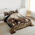 thumbnail image 3 of Feelyou Rustic Highland Cow Queen Comforter Set for Kids, Vintage Lodge Cabin Bedding Sets, Jungle Wildlife Reversible Bedding Comforter Set, Lightweight Room Decor, 3-Piece, 3 of 8