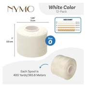 Nymo Thread – 12-Pack White Color – Size 0, .15mm Diameter, 400 Yard/365.8 Meter Large Spool – Made of Nylon – Bead Embroidery & Weaving, Off Loom & Loom Work and DIY Projects