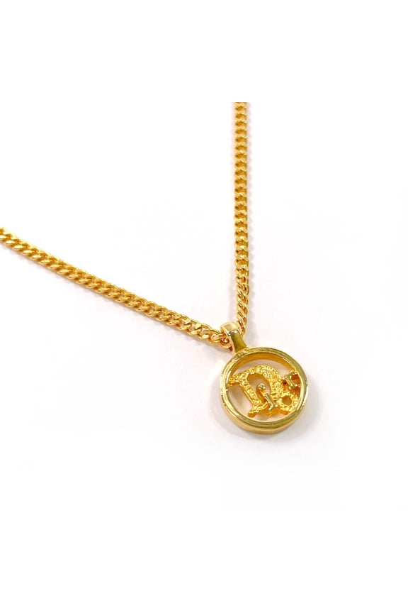 Pre-Owned Christian Dior Vintage Logo Necklace, Metal, Gold, Women's