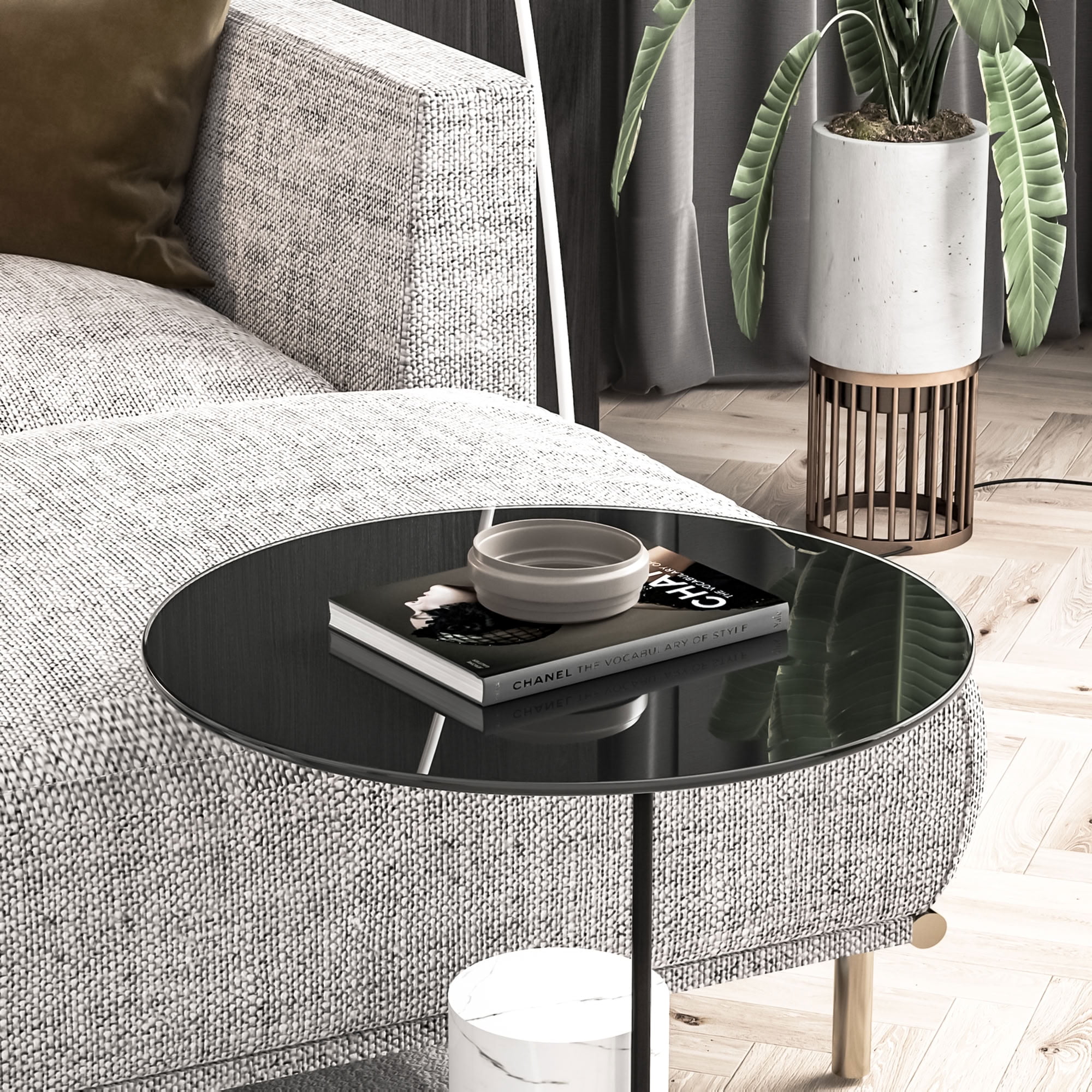 MAYEERTY 20 Inch Round Tempered Glass Table Top, 0.5" Thick Beveled Polished Edge Replacement Glass Surface for Side Coffee Small Patio Table, Black