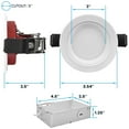thumbnail image 4 of Luxrite 3 Inch Ultra Thin LED Fire Rated Recessed Light 5CCT 550 Lumens 6.5W Dimmable Baffle IC & Wet Rated UL Listed 12-Pack, 4 of 7