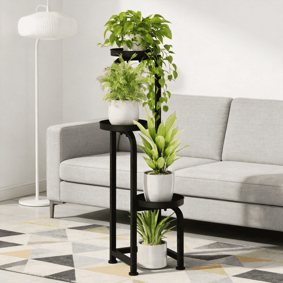 Bamworld 3 Tier Tall Metal Plant Stand Indoor Outdoor Heavy Duty Corner Shelf for Multiple Plants, Perfect for Patio, Garden, Balcony, Living Room & Bedroom Flower Pot Display