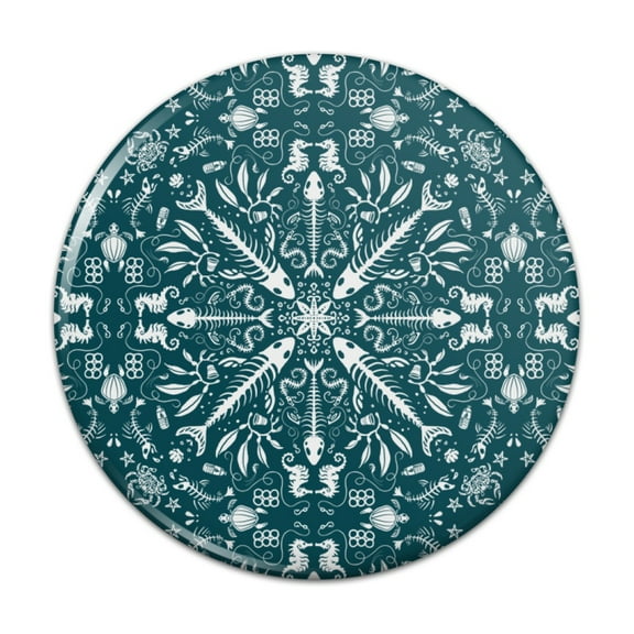 Fish Bones and Plastic Sea Ocean Pattern Pinback Button Pin