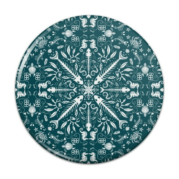 Fish Bones and Plastic Sea Ocean Pattern Pinback Button Pin