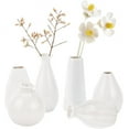 thumbnail image 1 of Juego de 6 mini jarrones de cerámica para flores, 6 estilos diferentes: jarrones rústicos, decoración moderna de granja, jarrones pequeños blancos lisos., 1 of 9