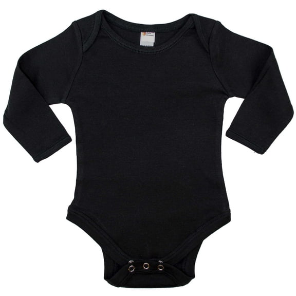Earth Elements Baby Boy or Girl Long Sleeve Bodysuit, Black, 6-12 Months