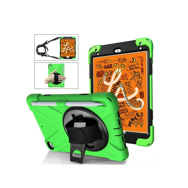 Case For iPad Mini 5 2019 Mini 4 2015 with Pencil Holder Shockproof Cover with Kickstand Hand & Shoulder Strip for iPad Mini 5th Mini 4th Gen