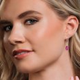thumbnail image 4 of Gem Stone King 925 Silver and 10K Yellow Gold Pure Pink Mystic Topaz and Lab Grown Diamond Dangle Earrings for Women | 3.22 Cttw | Gemstone November Birthstone | Pear Shape 9X6MM, 4 of 6