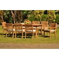 thumbnail image 2 of Teak Dining Set: 8 Seater 9 Pc: 94" Rectangle Table & 2 Stacking Arbor Arm & 6 Armless Chairs Outdoor Patio Grade-A Teak Wood WholesaleTeak #WMDSAB16, 2 of 6