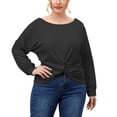 thumbnail image 1 of Hauts Grande Taille pour Femmes Tendance Col Rond Manches Longues T-Shirts Décontractés Amples Confortables Blouses pour Sortir, 1 of 6