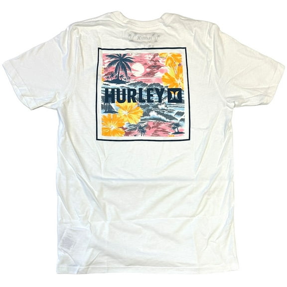 Hurley Men's T-Shirt Everyday Four Corners Short Sleeve Crewneck Tee (X-Small, White)