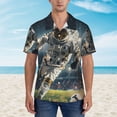 thumbnail image 2 of Fotbe Astronaut Soccer Field Camisa Hawaiana para Hombre Unisex – Camisa Casual de Verano con Botones de Manga Corta de Algodón y Lino,Small, 2 of 7