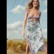 thumbnail image 3 of Vestidos Largos de Verano Y2K con Encaje, Retazos, , Estampado Floral, Escote Corazón, Espalda Descubierta y Abertura para Mujer Color del Taro L, 3 of 5