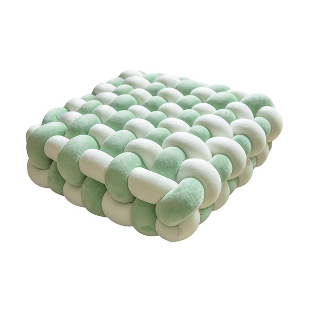 Almohada con nudo, cojín de felpa de punto, cojín nórdico para silla, cojín decorativo para asiento para habitación, dormitorio, decoración del hogar Blanco y verde Macarena cojín de suelo