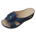 thumbnail image 6 of Modisza Women Orthopedic Wedge Floral Sandals Wide Width Comfortable Beach Slides Summer Dressy Slippers Walking Shoes size 7.5 Blue, 6 of 7