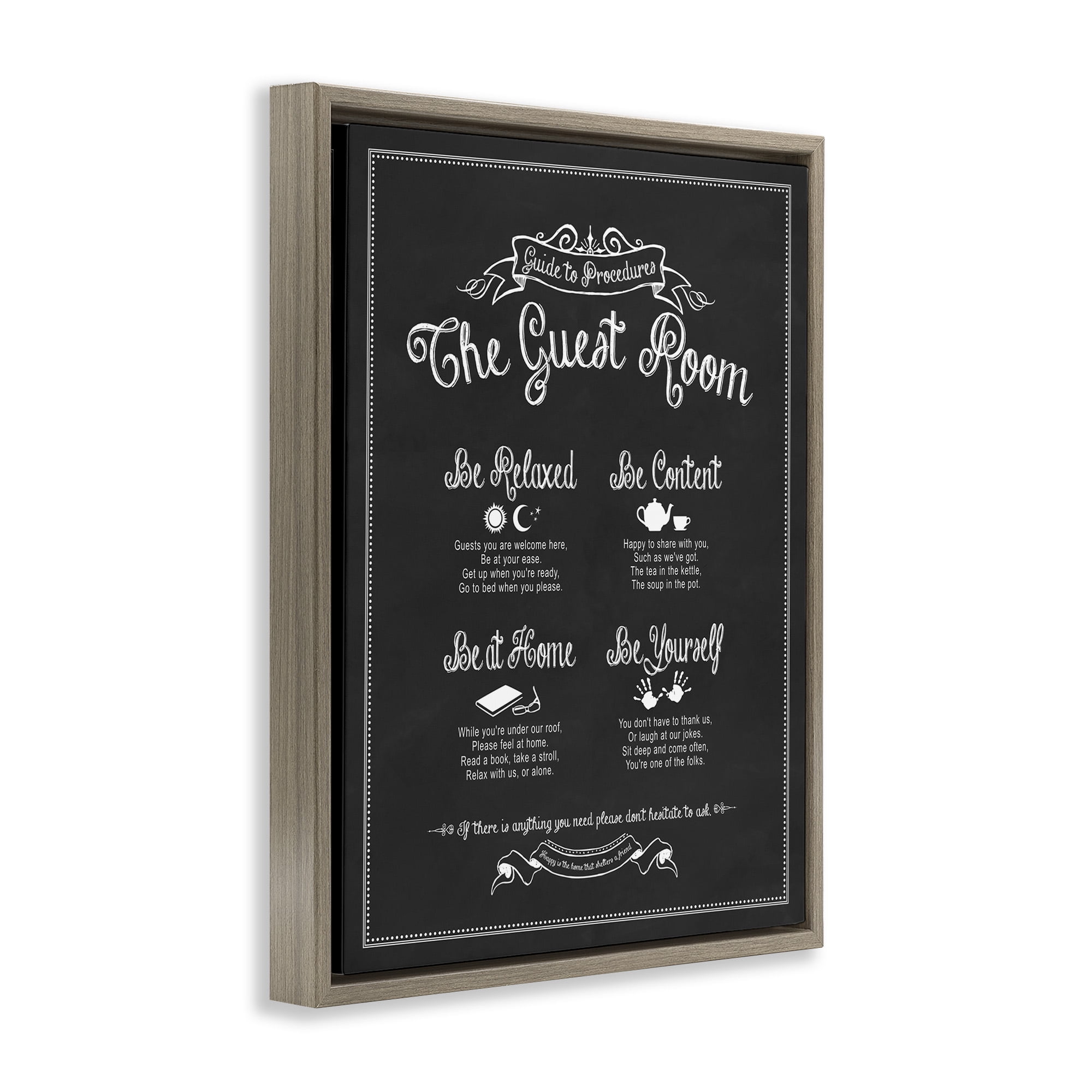 Stupell Industries The Guest Room Guide Inspirational Painting Brown Floater Framed Canvas Art Print Wall Art, 25 x 31
